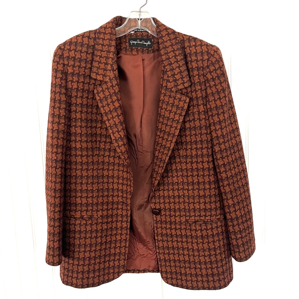 Giorgio Sant'Angelo Women's Brown Houndstooth Blazer - Picture 2 of 11